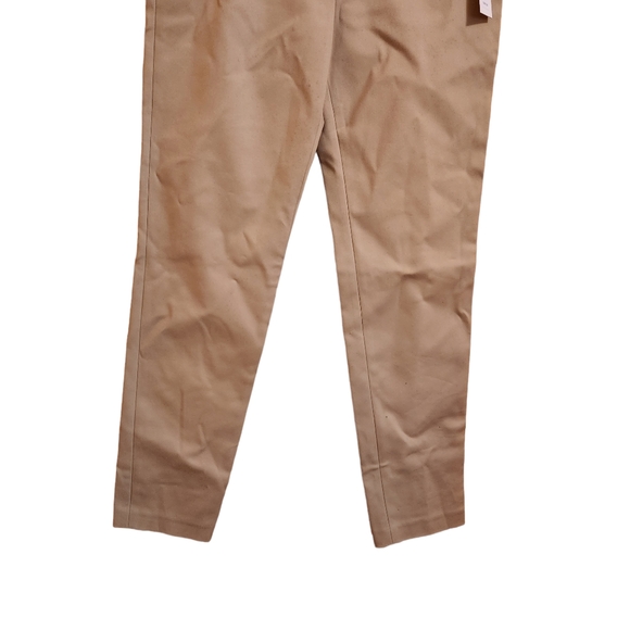 Badgley Mischka Ribbon Waist Ankle Pants Khaki Crop Skinny Work Trouser - Picture 6 of 12